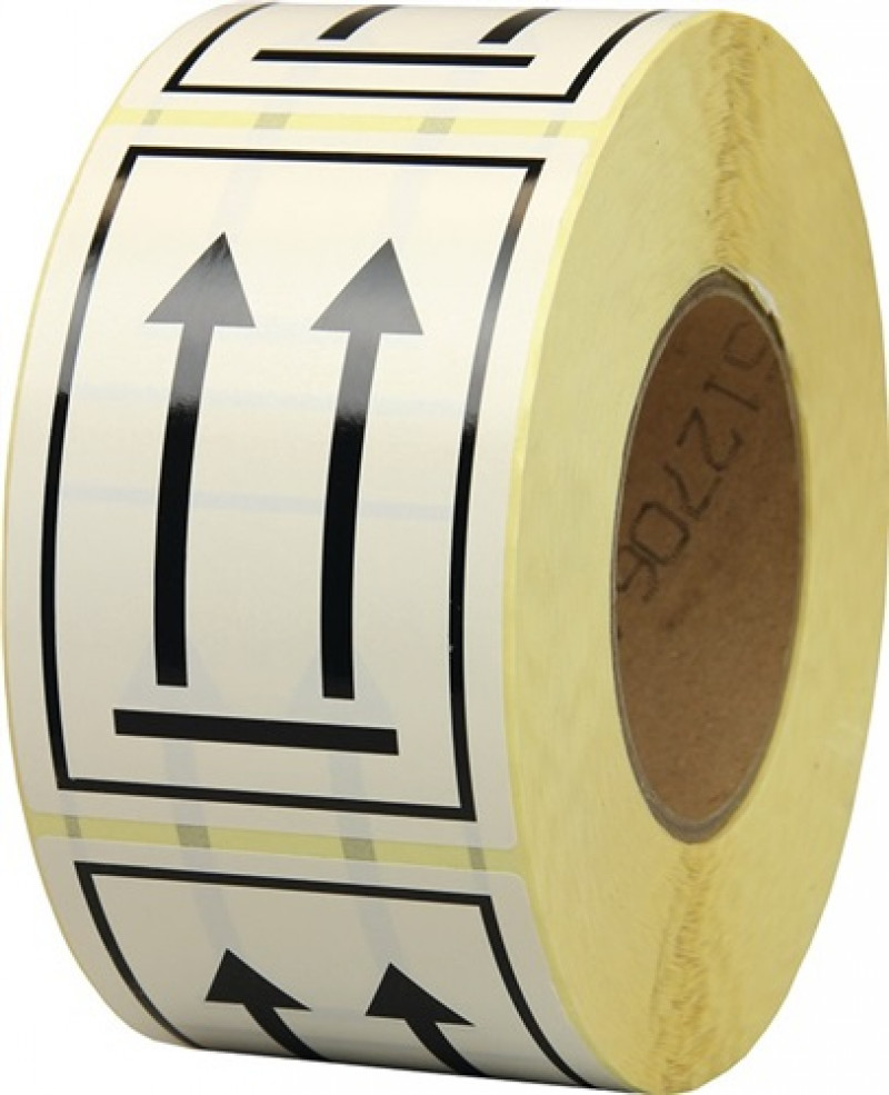 Hinweisetikett Symbol Pfeile ob L.75 mm,B.105mm weiß 1000 St./Rolle