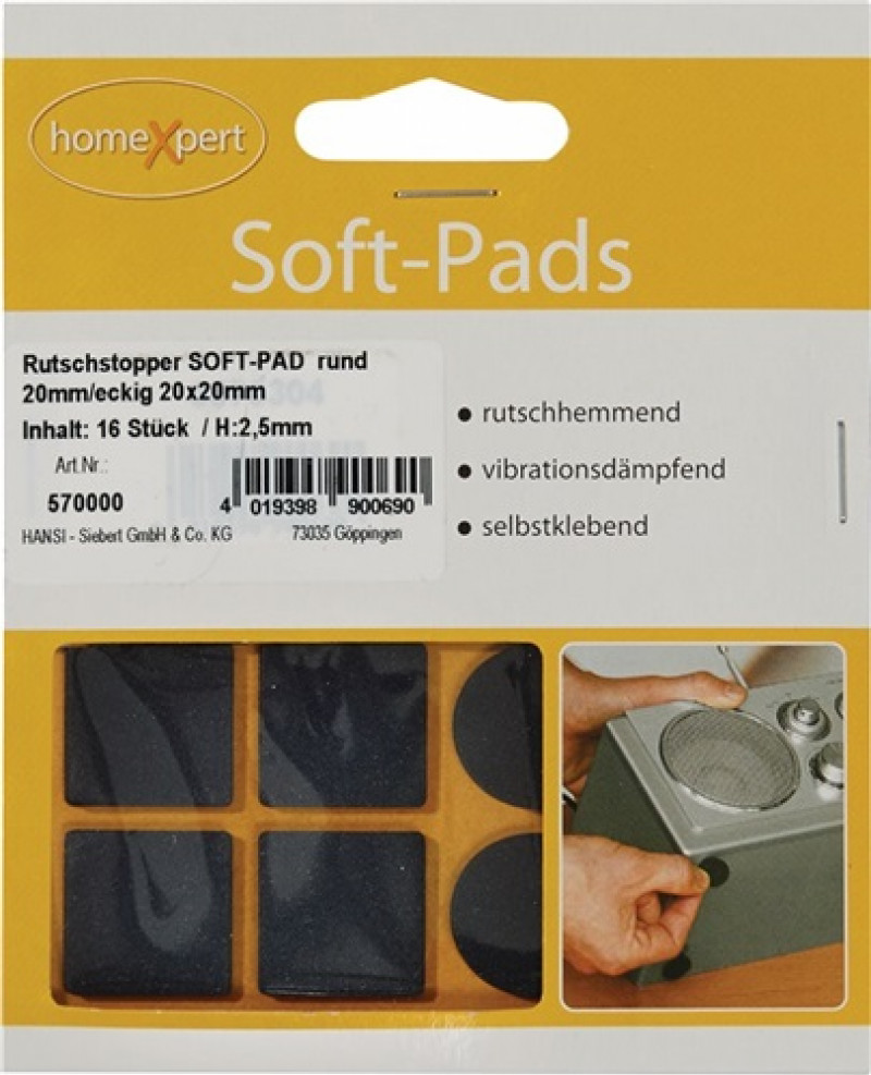 Rutschstopper Soft-Pad 20mm Ku.selbstkl. Rutschstopper Soft-Pad 20mm Ku.selbstkl.
