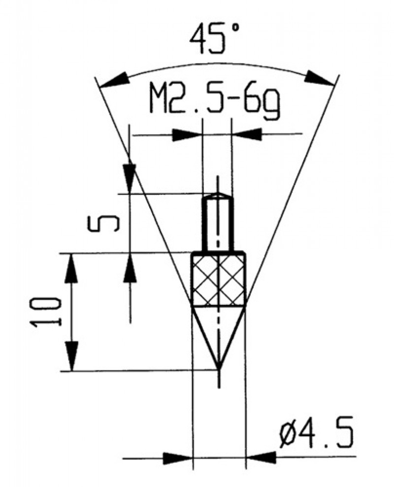 Messeinsatz 45Grad Kegel M2,5 STA f. Messuhren Käfer Messeinsatz 45Grad Kegel M2,5 STA f. Messuhren Käfer