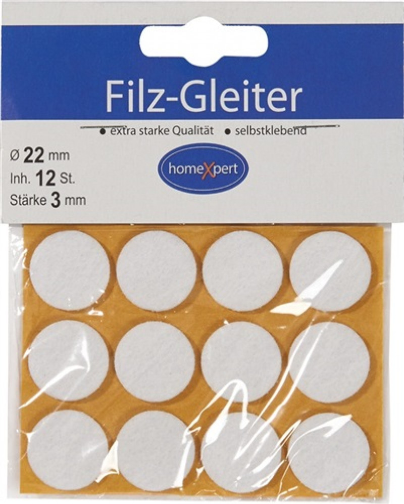Filzgleiter 22mm Filz weiß selbstkl. Filzgleiter 22mm Filz weiß selbstkl.