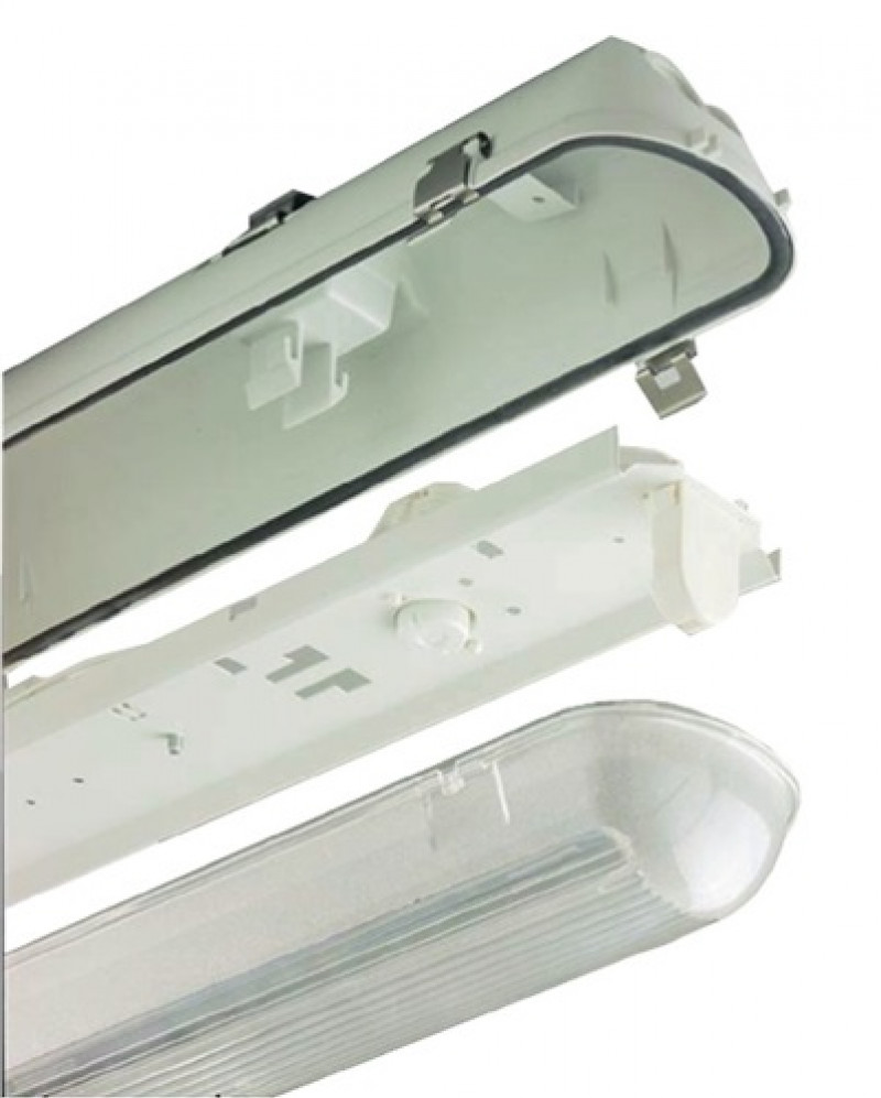 Feuchtraumwannenleuchte 2x58W IP65 930mm L1596xB140xH100mm