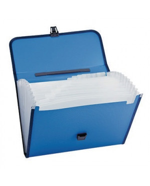 Fächertasche DIN A4 12Fächer Polypropylen blau