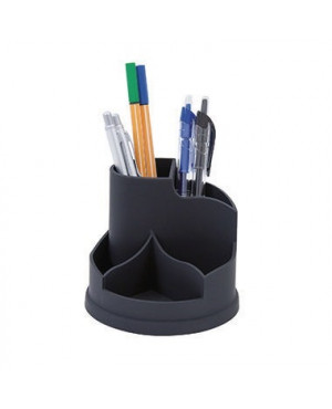 Stifteköcher 12x12x11cm 5Fächer rund drehbar Polystyrol schwarz