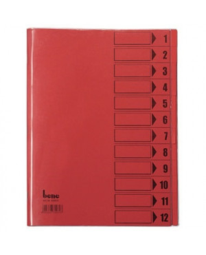 Bene Ordnungsmappe 084800RT DIN A4 12Fächer PVC rot