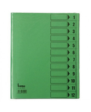 Bene Ordnungsmappe 084800GN DIN A4 12Fächer PVC grün