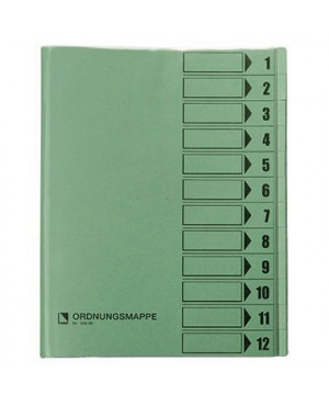 Bene Ordnungsmappe 083800GN DIN A4 12Fächer PVC grün