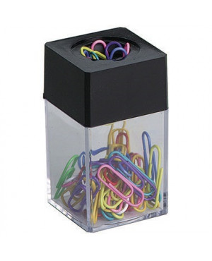 ALCO Magnetdose 2217 4,2x7x4,2cm klar/schwarz +30Briefklammern