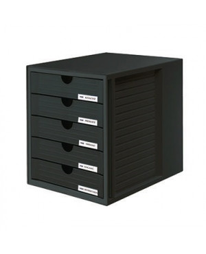 HAN Schubladenbox Systembox 1450-13 DIN C4 5Schubfächer sw