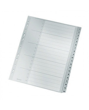 Leitz Register 12840000 1-20 DIN A4 volle Höhe 20teilig PP grau