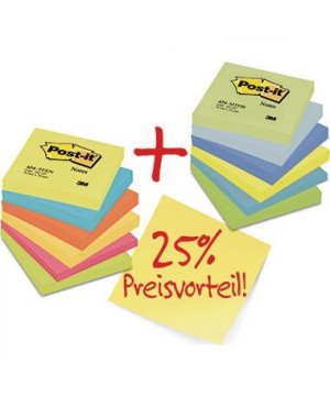 Post-it Haftnotiz Promotion Rainbow 654ENDRP sortiert 12 St./Pack.