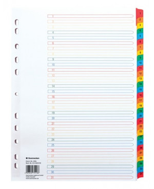 Soennecken Register 1581 DIN A4 1-31 volle Höhe Karton farbig