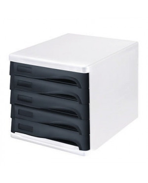 helit Schubladenbox economy H6129498 DIN A4-C4 l.gr/sw