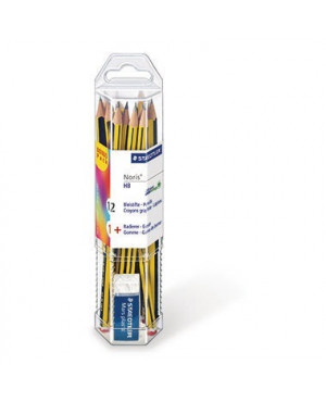 STAEDTLER Bleistift Noris 61 120 P1 HB ge/sw 12 St./Pack. +Radierer