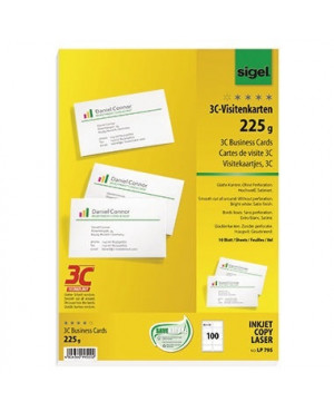 Sigel Visitenkarte LP795 DIN A4 85x55mm 225g ws 100 St./Pack