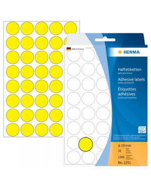 HERMA Markierungspunkt 2251 19mm Papier gelb 1.280 St./Pack.
