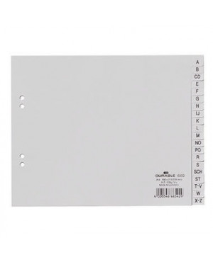 DURABLE Register 650010 DIN A4 teildeckend A-Z 20teilg PP grau