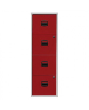 Hängeregistraturschrank PFA4F506 4Auszüge grau/rot
