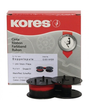 Kores Tischrechnerfarbband G051NYSR Gr.51 13mmx4m Nylon schwarz/rot