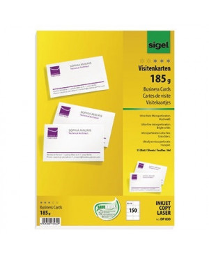 Sigel Visitenkarte DP830 DIN A4 85x55mm 185g ws 150 St./Pack.