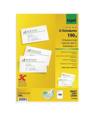 Sigel Visitenkarte LP790 DIN A4 85x55mm 190g ws 100 St./Pack