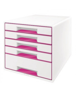 Leitz Schubladenbox WOW CUBE 52141023 5Schubfächer weiß/pink