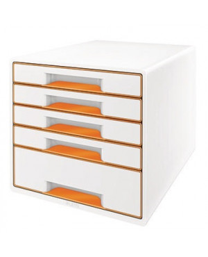 Leitz Schubladenbox WOW CUBE 52141044 5Schubfächer weiß/orange