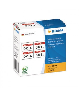 HERMA Nummern Etikett 4832 15x22mm rot 1.000 St./Pack.