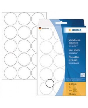 HERMA Verschlussetikett 2277 32mm rund transparent 240 St./Pack.