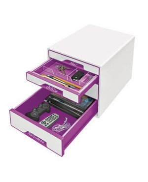 Leitz Schubladenbox WOW CUBE 52131062 4Schubfächer weiß/violett