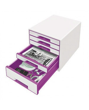 Leitz Schubladenbox WOW CUBE 52141062 5Schubfächer weiß/violett