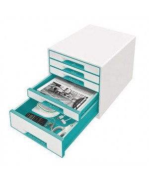 Leitz Schubladenbox WOW CUBE 52141051 5Schubfächer weiß/eisblau