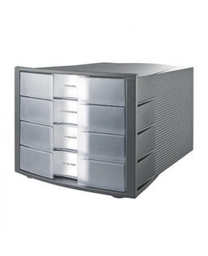 HAN Schubladenbox IMPULS 1010-X-193 DIN C4 4Schubfächer d.grau/transl.