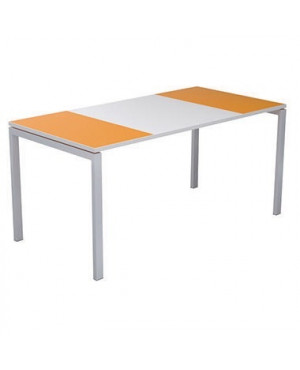easyDesk Schreibtisch B160.13.13.05 160cm weiß/orange