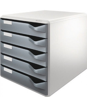 Leitz Schubladenbox 52800089 DIN A4 5Schubfächer lichtgr/d.gr