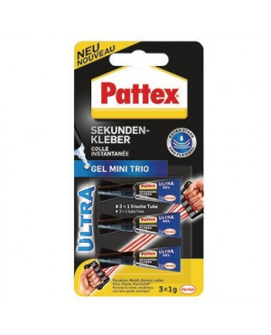 Pattex Sekundenkleber UltraGel Mini Trio PSMG3 Tube 1g 3 St./Pack.
