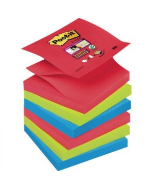 Post-it Haftnotiz Z-Notes R3306SJ 76x76mm 90Bl. rt/gn/bl 6 St./Pack.