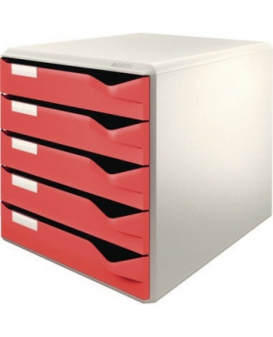 Leitz Schubladenbox 52800025 DIN A4 5Schubfächer lichtgr/rt