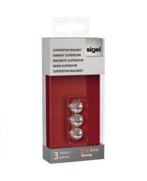 Sigel Magnet SuperDym C5 GL702 Kugel 12,7mm silber 3 St./Pack.