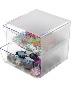 Deflect-o Organisationsbox CUBE 350101 2Schubfächer glasklar