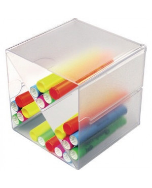 Deflect-o Organisationsbox CUBE 350201 4Fächer glasklar