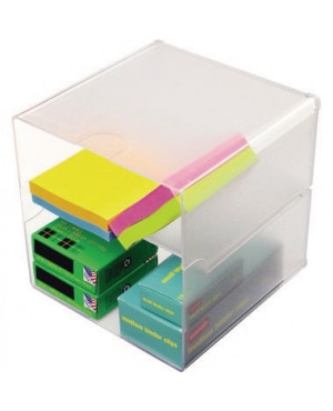 Deflect-o Organisationsbox CUBE 350701 2Fächer glasklar