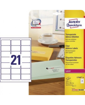Avery Zweckform Adressetikett L7560-25 63,5x38,1mm 525 St./Pack.