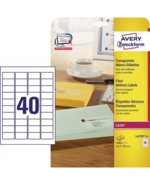 Avery Zweckform Adressetikett L4770-25 transparent 1000 St./Pack.