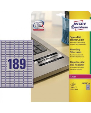 Avery Zweckform Typenschildetikett L6008-20 25,4x10mm 3.780 St./Pack.