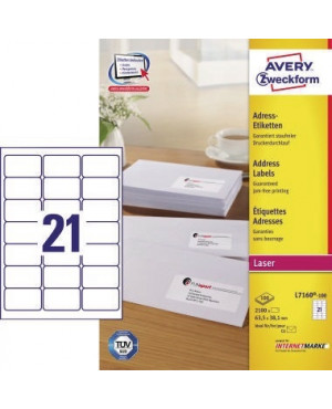 Avery Zweckform Adressetikett L7160-100 weiß 2.100 St./Pack.