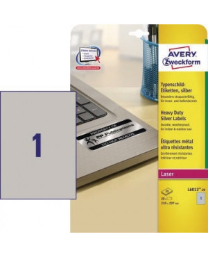 Avery Zweckform Typenschildetikett L6013-20 210x297mm 20 St./Pack.