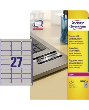 Avery Zweckform Typenschildetikett L6011-20 63,5x29,6mm 540 St./Pack.