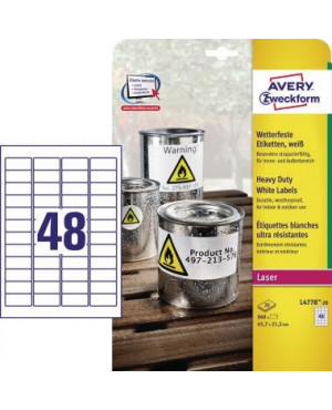 Avery Zweckform Folienetikett L4778-20 weiß 960 St./Pack.