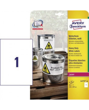 Avery Zweckform Folienetikett L4775-20 210x297mm 20 St./Pack.