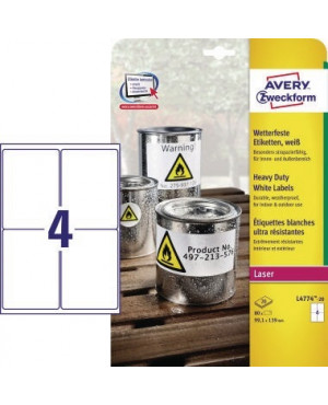 Avery Zweckform Folienetikett L4774-20 99,1x135mm 80 St./Pack.